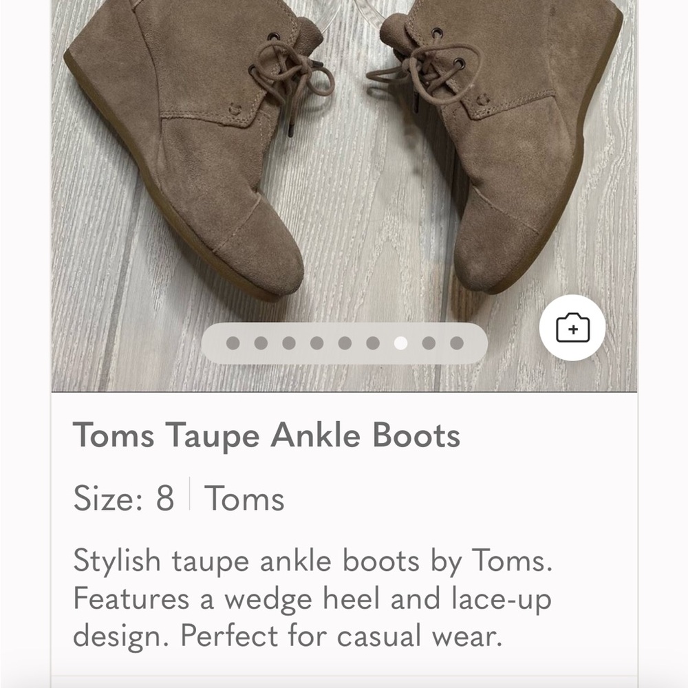 Toms Taupe Lace-Up Wedge Boots Size 8 M
